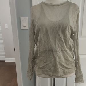 Women's Sheer Long Sleeve Top - Pale Green With Tank